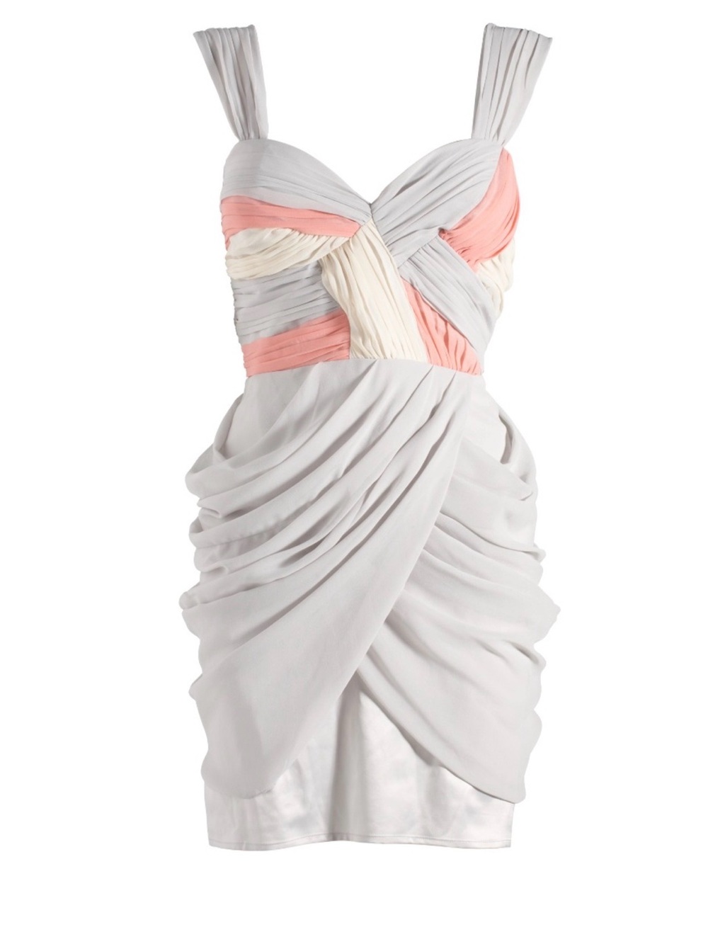 Lipsy Ivory and Blush Ruched Mini Dress